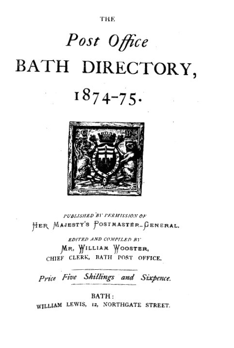 PO Bath Directory 1874-75